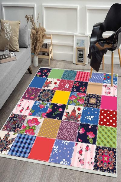 Birkilim Yıkanabilir Dekoratif Halı İpeksi Kaymaz Taban | MLN-IP-HS-477
