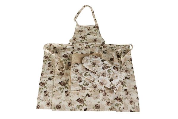 Mutfak Önlüğü Seti Bej Flower 3 Adet