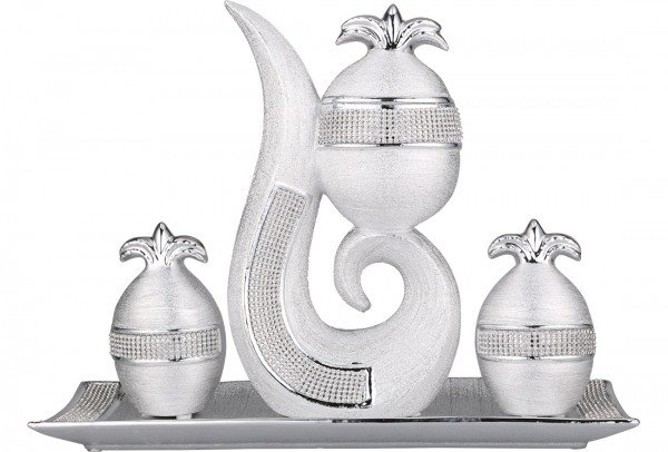 Almina | 4-er | Wohndeko | Tischdeko | Deko-Objekt | Aus Porzellan | Silber | Al-2379-silber