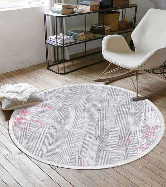 Birkilim Yuvarlak Yıkanabilir Dekoratif Halı İpeksi Kaymaz Taban | MLN-IP-YU-HT-113