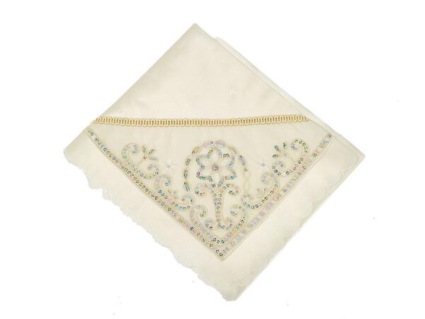 Beyaz Pullu Bohça Silver Saten