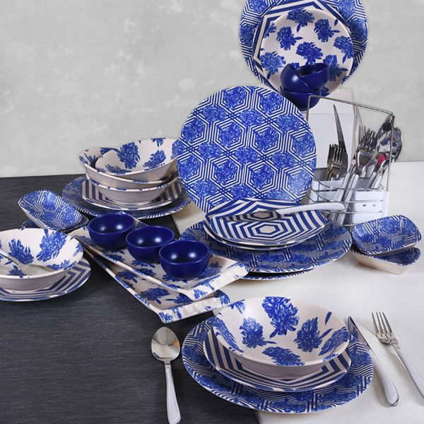 Kobalt Çiçek Yemek/Kahvaltı Takımı 54 Parça 6 Kişilik | Keramika
