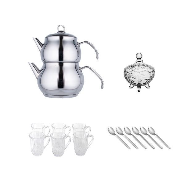Süper Çay Seti | Çaydanlık | Çay Bardağı | Şekerlik | Çay Kaşığı | Super-cay-3