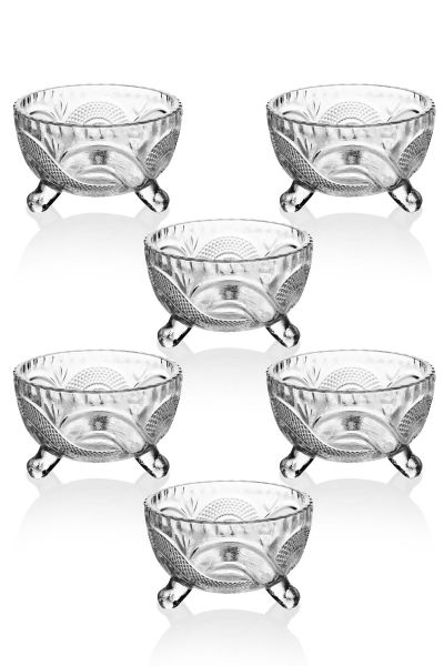 مطبخ الملكة | طقم وجبات خفيفة زجاجية كريستال فاخرة 6 قطع