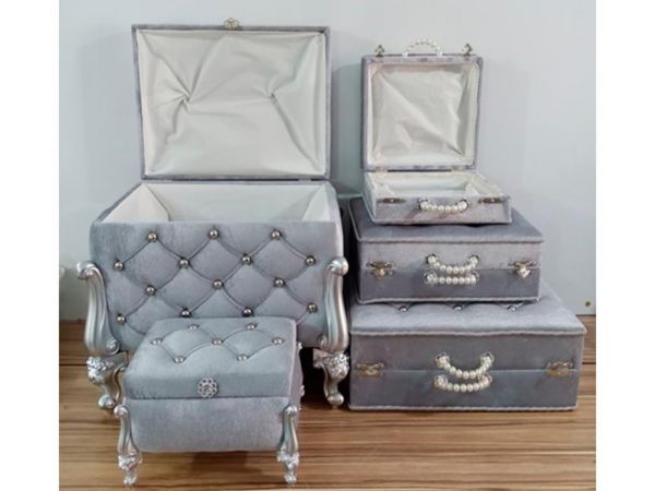 Avangarde 5 Li Çeyiz Sandık Takımı Açık Gri