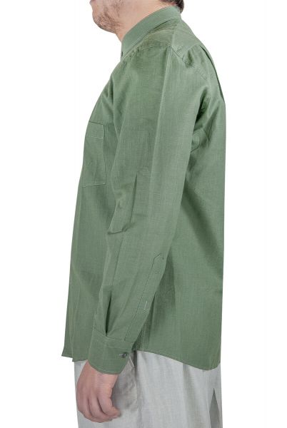 Lüks Hakim Yaka Yazlık Keten Gömlek Yeşil