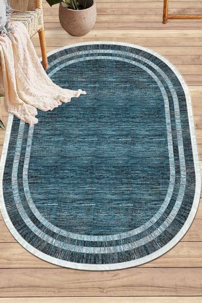 Birkilim Oval Yıkanabilir İpeksi Kaymaz Taban Dekoratif Halı | MLN-IP-O-HY-1311