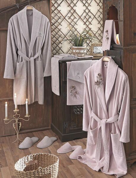 Dantela Anetta 3D Bamboo Bornoz Seti Pudra Taş