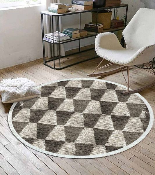 Birkilim Yuvarlak Yıkanabilir Dekoratif Halı İpeksi Kaymaz Taban | MLN-IP-YU-HT-117